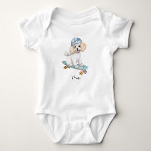 Watercolor Poodle Baby Bodysuit Baby Strampler