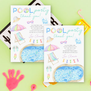 Watercolor Pool Party Geburtstag Vielen Dank Dankeskarte