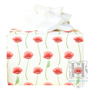 Watercolor Poppies Wrapping Paper Geschenkpapier