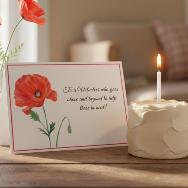 Watercolor Poppy Danke, Volunteer Karte (Von Creator hochgeladen)