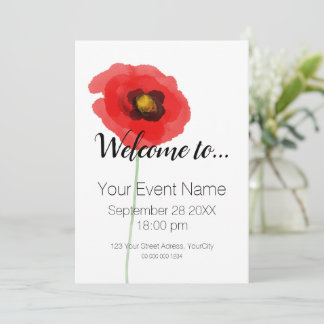 WATERCOLOR POPPY Einfache Einladung