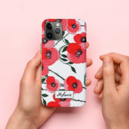 Watercolor poppy flowers botanical Case-Mate iPhone hülle