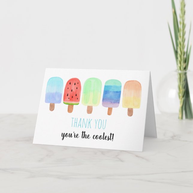 Watercolor Popsicle Blue Boy Birthday Dankeskarte (Vorderseite)