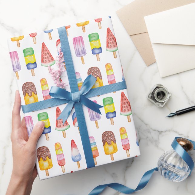 Watercolor Popsicles Wrapping Paper Geschenkpapier (Schenken)