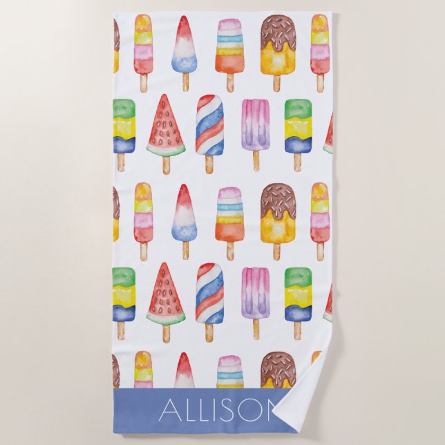 Watercolor Popsicles Wrapping Paper Strandtuch (Vorderseite)