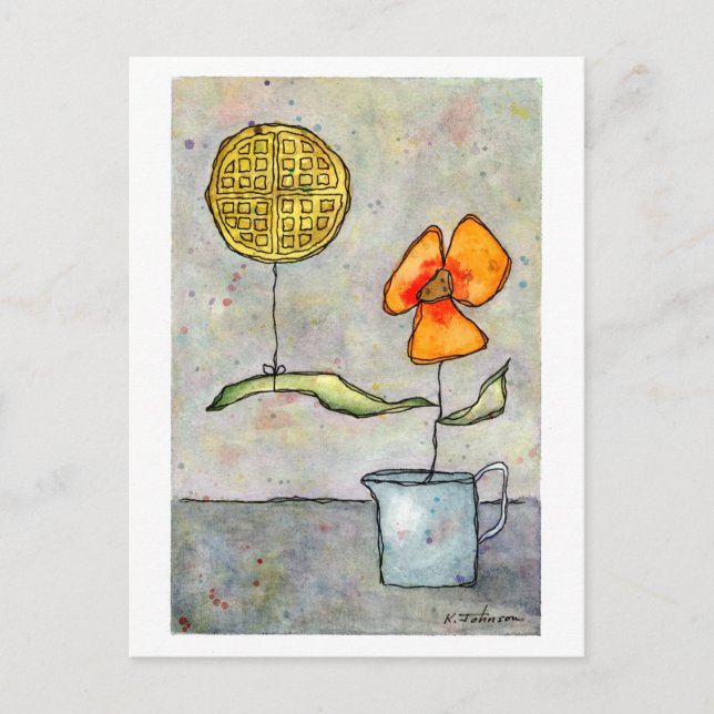 Watercolor-Postkarte "Waffelluftballon" Postkarte (Vorderseite)