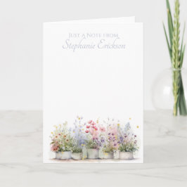 Watercolor Potted Flowers Personalized Stationery