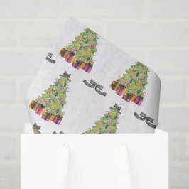 Watercolor Preppy Bright Glamour Christmas Trees Seidenpapier