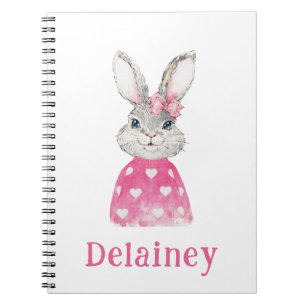 Watercolor Preppy Bunny Personalisiert Notizblock