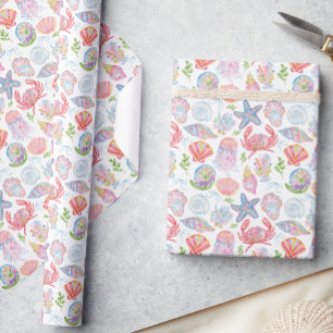 Watercolor Preppy Coastal Merry & Bright Geschenkpapier