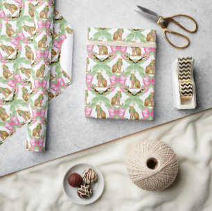 Watercolor Preppy Leopard Girlande Weihnachten Geschenkpapier