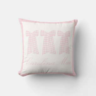 Watercolor Preppy Pink Gingham Bow Kissen