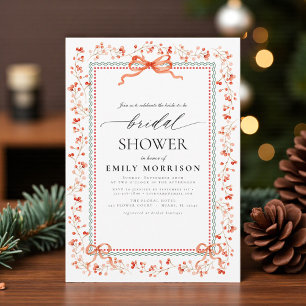 Watercolor Preppy-Schleife Weihnachten Brautparty- Einladung