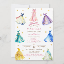 Watercolor Princess Dress Birthday is turning fiv Einladung