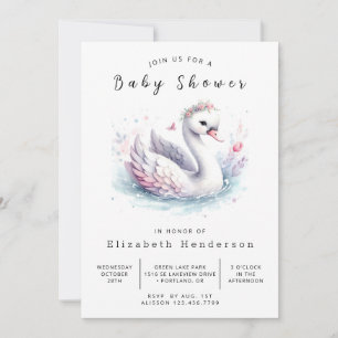 Watercolor Printable Swan Baby Dusche Einladung