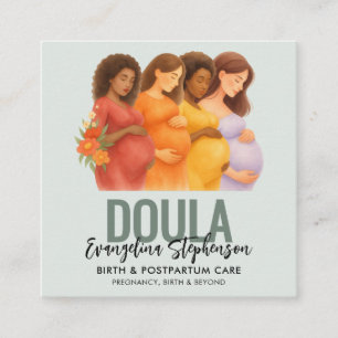 Watercolor Professional Geburts-Postpartum-Doula Quadratische Visitenkarte