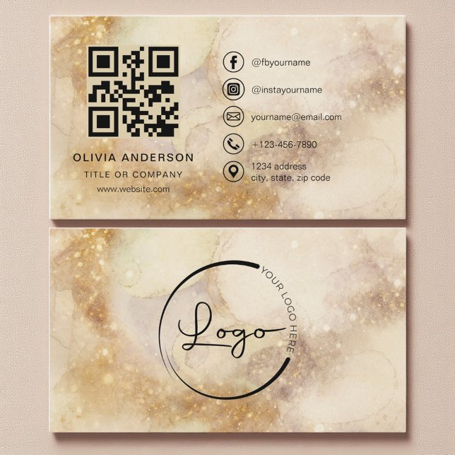 Watercolor-Profi-Business-QR-Code Visitenkarte (Von Creator hochgeladen)