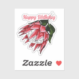 Watercolor Protea Happy Birthday Sticker I