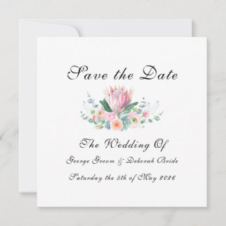 Watercolor Protea Save The Date Card
