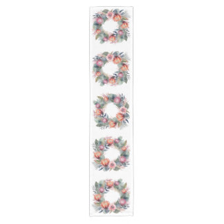Watercolor Protea Wreath Table runner Kurzer Tischläufer