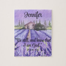 Watercolor Provence Lavender Field Scripting Faith Puzzle