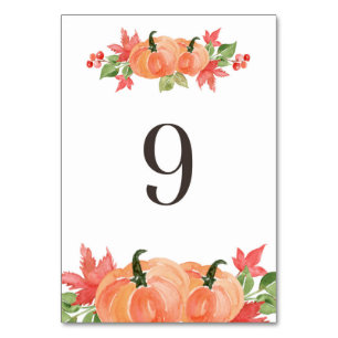 Watercolor Pumpkin and Mapfelleaf Swags Tabelle 9 Tischnummer