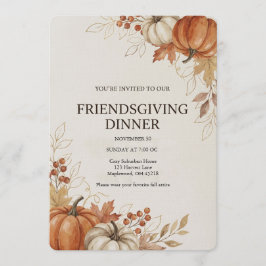Watercolor Pumpkin Autumn Friendsgiving Dinner  Einladung