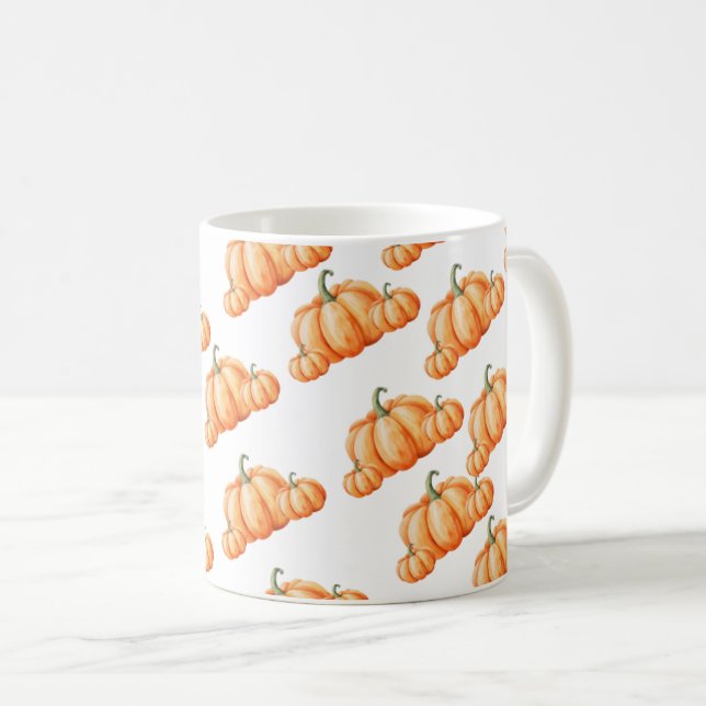 Watercolor Pumpkin Autumn Pattern Kaffeetasse (VorderseiteRechts)