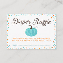 Watercolor Pumpkin Boy Diaper Raffle Ticket