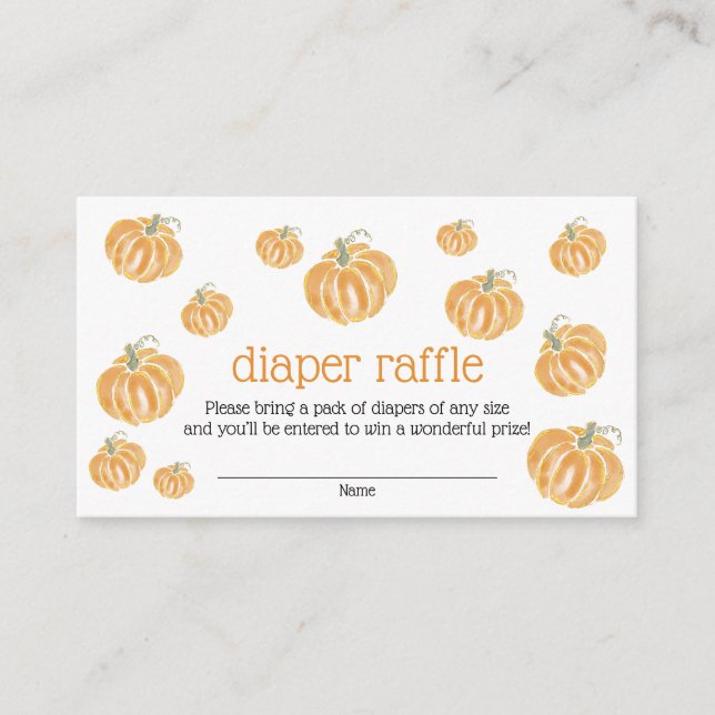 Watercolor Pumpkin Diaper Raffel Ticket Begleitkarte (Vorderseite)