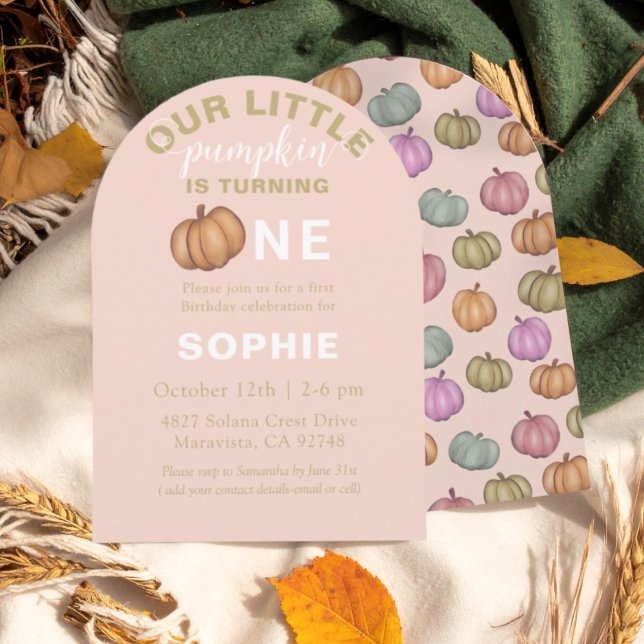 Watercolor Pumpkin First Birthday Invitation Einladung (Von Creator hochgeladen)