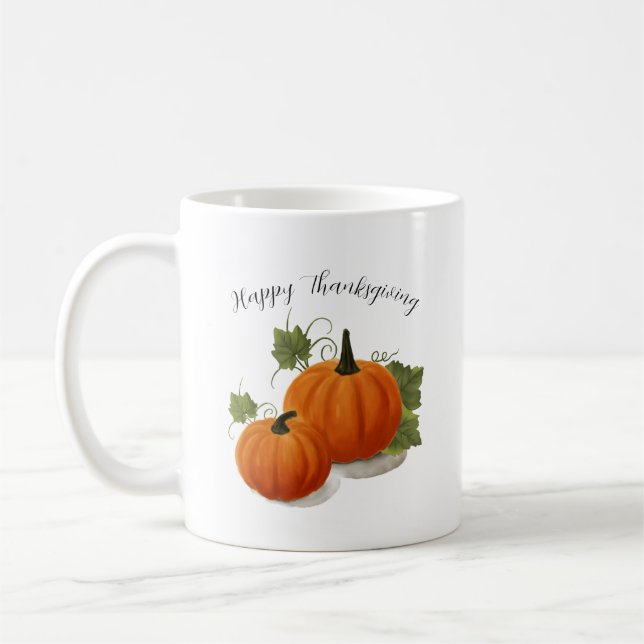 Watercolor Pumpkin 'Happy Thanksgiving' Classic Mu Kaffeetasse (Links)