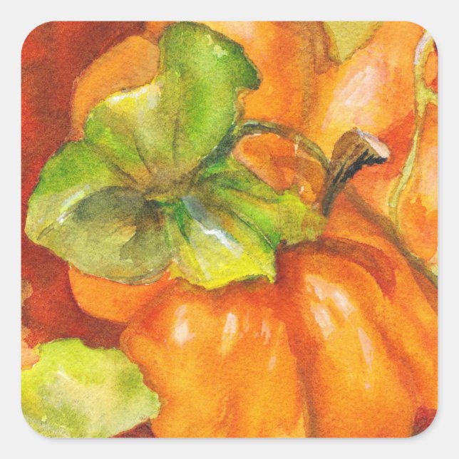 Watercolor Pumpkin Patch Quadratischer Aufkleber (Vorderseite)