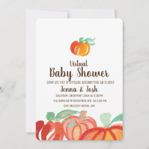 Watercolor Pumpkin Patch Virtual Baby Dusche Einladung