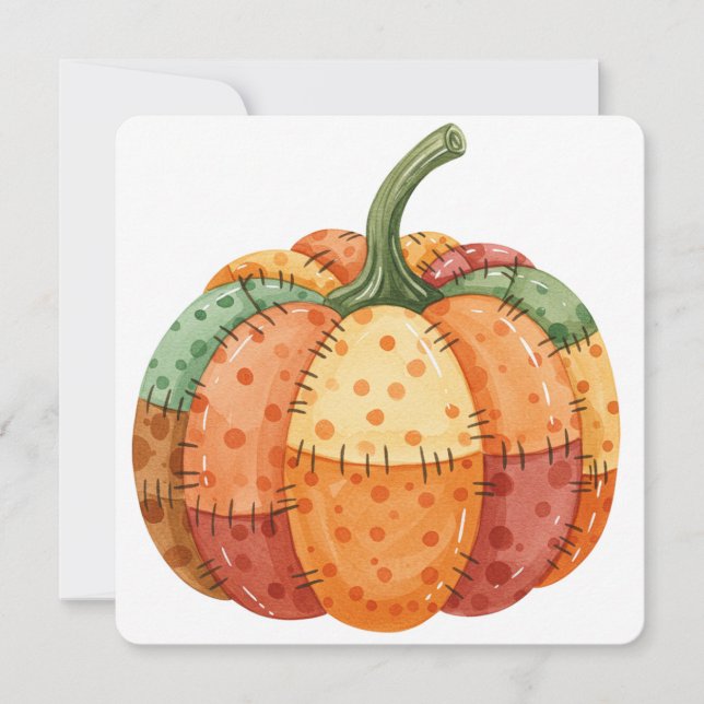 Watercolor pumpkin patchwork thanksgiving card karte (Vorderseite)