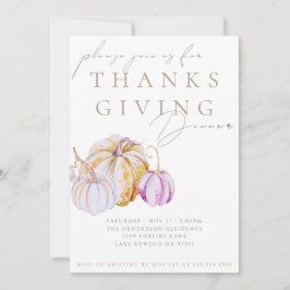 Watercolor Pumpkin Thanksgiving Dinner Invitation Einladung
