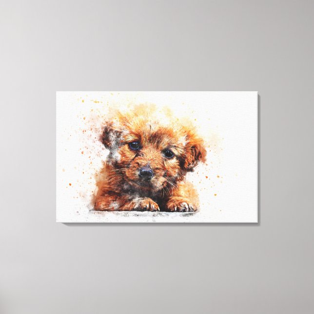 Watercolor Puppy Leinwanddruck (Vorderseite)