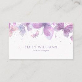 Watercolor Purple Butterflies Business Card Visitenkarte