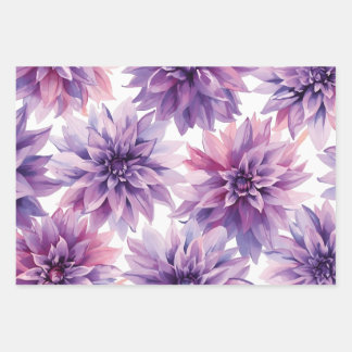 Watercolor Purple Dahlia Flowers Geschenkpapier Set