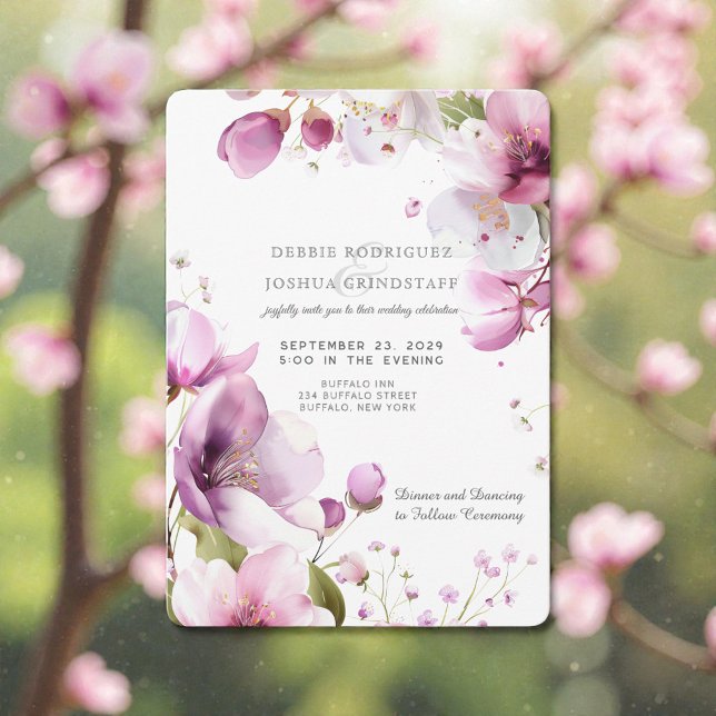 Watercolor Purple Floral Wedding Invitation  Einladung (Von Creator hochgeladen)