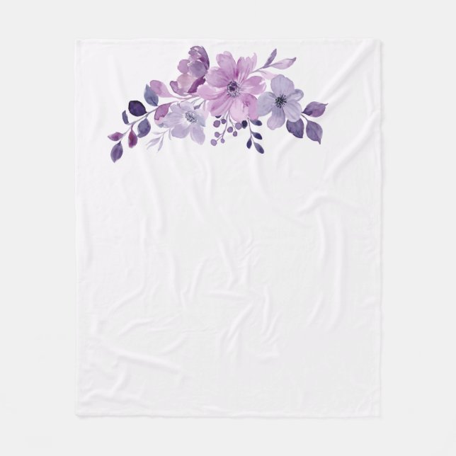 Watercolor purple flower bouquet  fleecedecke (Vorderseite)