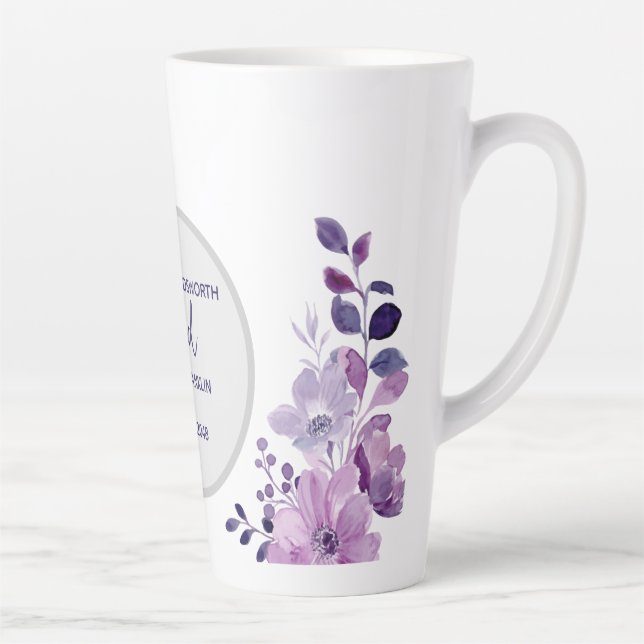 Watercolor purple flower bouquet milchtasse (Rechts)
