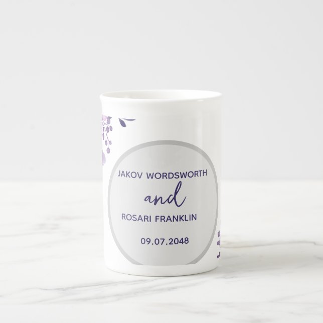 Watercolor purple flower bouquet prozellantasse (Vorderseite)