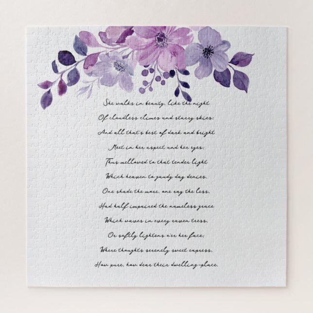 Watercolor purple flower bouquet  puzzle (Vertikal)