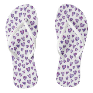 Watercolor Purple Heart Flip Flops