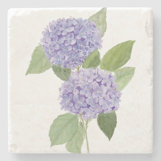 Watercolor Purple Hydrangea Steinuntersetzer (Vorderseite)