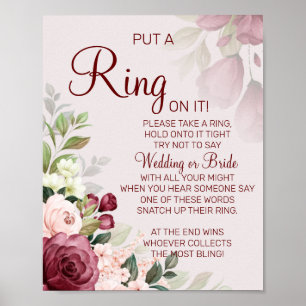 Watercolor - Put a Ring Brautparty-Spielschild Poster