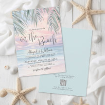Watercolor QR Code On The Beach Wedding