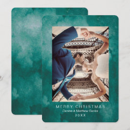 Watercolor Quetzal Green Moderne Weihnachtskarte Einladung