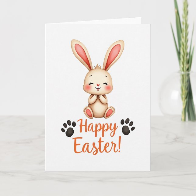 Watercolor Rabbit Easter Card Karte (Vorderseite)